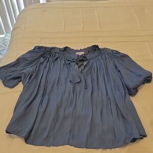 Current Air Blur Short Sleeve Tie Front Blouse